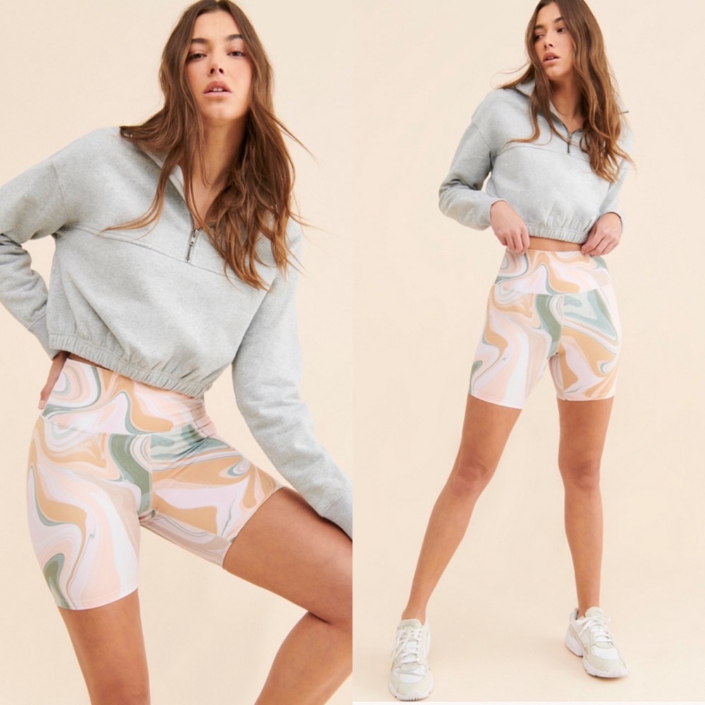 NWT Beach Riot Sport Bike Short M Marble High Waisted Athleisure